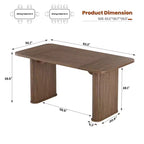 Table à manger 62 pour 6-8 personnes, table de cuisine rectangulaire en bois avec double piédestal robuste, table de salle à manger solide pour salle à manger, cuisine et salon