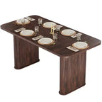 Table à manger 62 pour 6-8 personnes, table de cuisine rectangulaire en bois avec double piédestal robuste, table de salle à manger solide pour salle à manger, cuisine et salon