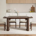 Table à manger 62 pour 6-8 personnes, table de cuisine rectangulaire en bois avec double piédestal robuste, table de salle à manger solide pour salle à manger, cuisine et salon