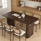 Table à manger 62 pour 6-8 personnes, table de cuisine rectangulaire en bois avec double piédestal robuste, table de salle à manger solide pour salle à manger, cuisine et salon