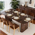 62 Dining Table for 6-8, Rectangle Wooden Kitchen Table with Double Robust Pedestal, Sturdy Dinner Table for Dining Room, Kitchen & Living Area