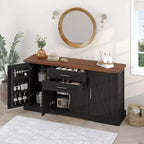 Meuble de Rangement de Ferme Zeus & Ruta 63 avec Porte Coulissante, 2 Tiroirs, Étagères Réglables, Buffet Bar à Café pour Cuisine, Entrée, Salle à Manger