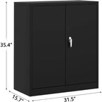Armoire de rangement métallique de 89 cm avec 2 étagères réglables et portes verrouillables, armoire en acier robuste pour garage/bureau, rangement polyvalent pour atelier