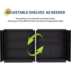 Armoire de rangement métallique de 89 cm avec 2 étagères réglables et portes verrouillables, armoire en acier robuste pour garage/bureau, rangement polyvalent pour atelier