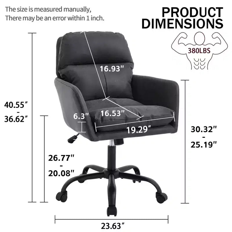 Chaise de bureau en cuir PU de qualité supérieure avec réglage de la hauteur - Convient pour le bureau, la chambre, la coiffeuse et d'autres environnements intérieurs