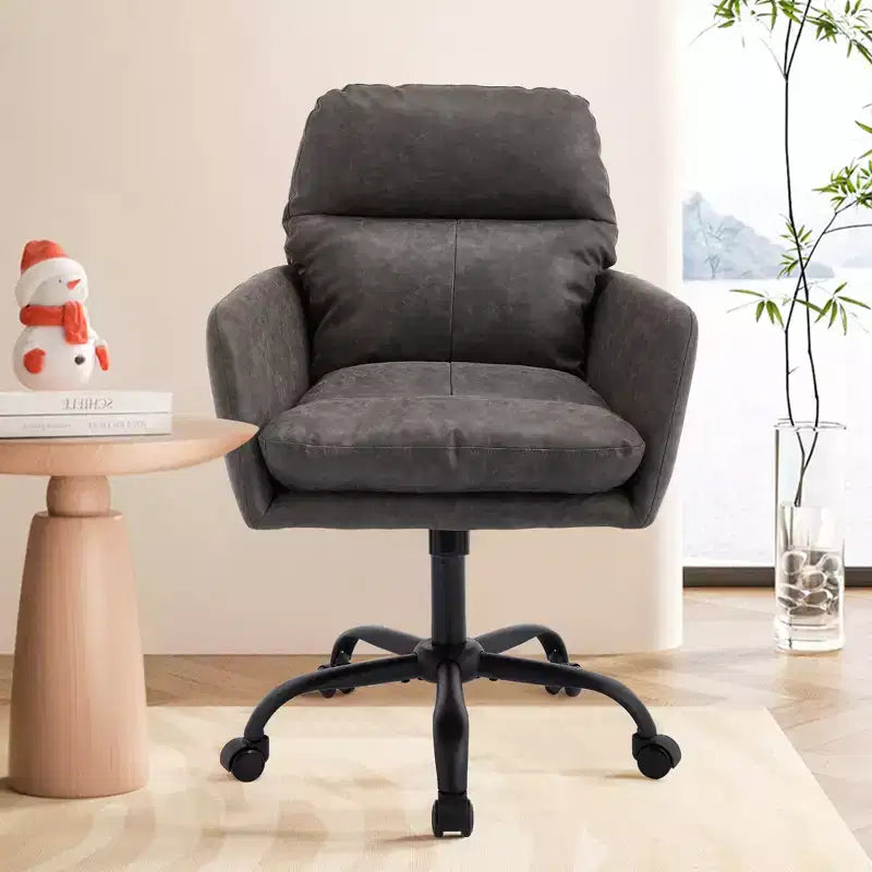 Chaise de bureau en cuir PU de qualité supérieure avec réglage de la hauteur - Convient pour le bureau, la chambre, la coiffeuse et d'autres environnements intérieurs