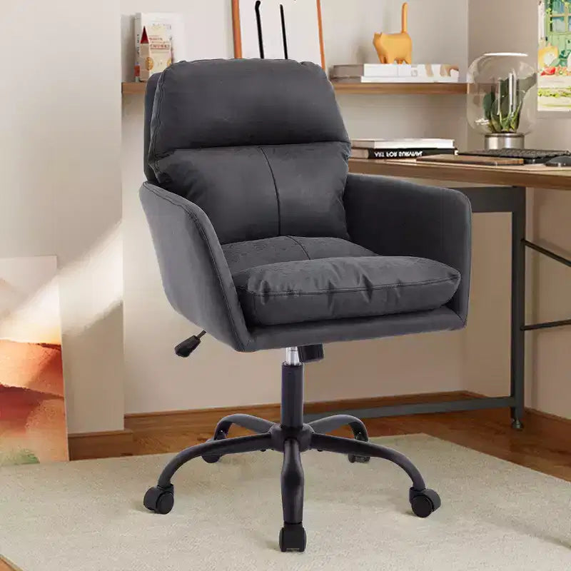 Chaise de bureau en cuir PU de qualité supérieure avec réglage de la hauteur - Convient pour le bureau, la chambre, la coiffeuse et d'autres environnements intérieurs