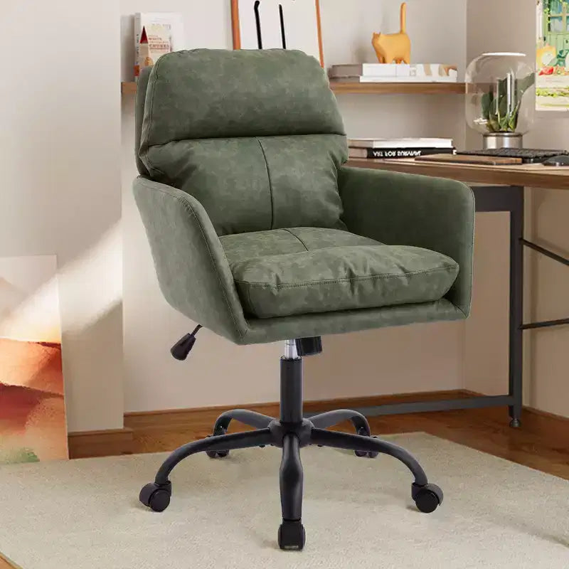 Chaise de bureau en cuir PU de qualité supérieure avec réglage de la hauteur - Convient pour le bureau, la chambre, la coiffeuse et d'autres environnements intérieurs