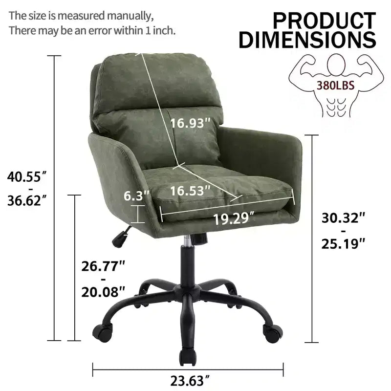Chaise de bureau en cuir PU de qualité supérieure avec réglage de la hauteur - Convient pour le bureau, la chambre, la coiffeuse et d'autres environnements intérieurs