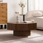 Table basse octogonale en noyer de 77,5 cm au design vintage pour salon