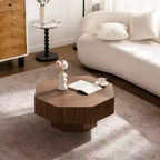 Table basse octogonale en noyer de 77,5 cm au design vintage pour salon