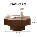 Table basse octogonale en noyer de 77,5 cm au design vintage pour salon