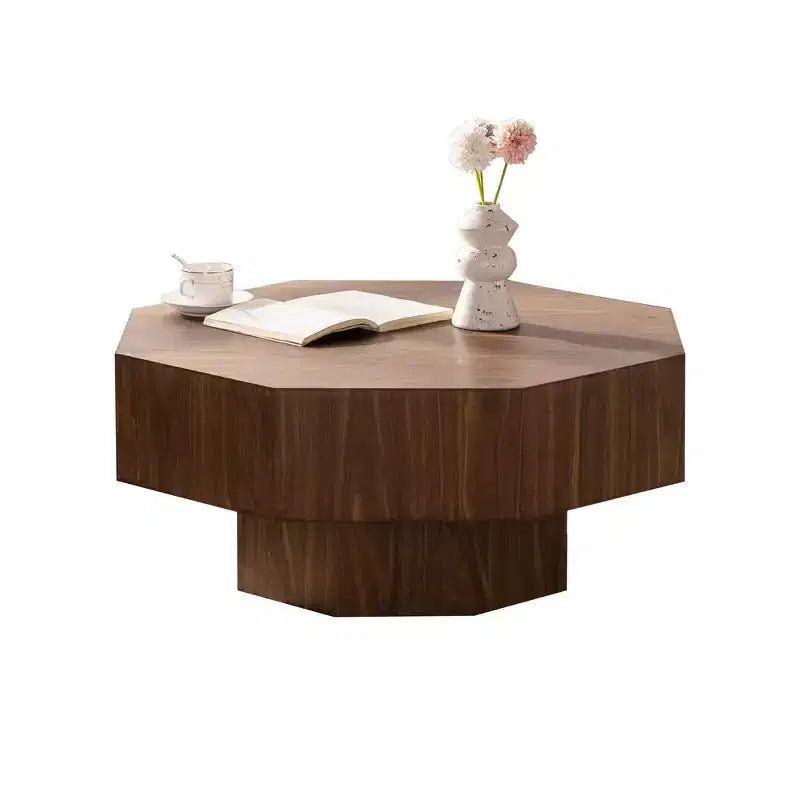 Table basse octogonale en noyer de 77,5 cm au design vintage pour salon