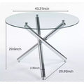 5-Piece Mid-Century Dining Set with Glass Table Top and Metal Legs for 4-6 People, Also Functions as Coffee Table