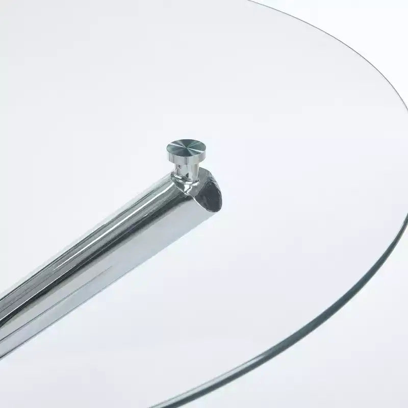 Ensemble de salle à manger 5 pièces style Mid-Century avec plateau en verre et pieds en métal pour 4 à 6 personnes, fait aussi office de table basse