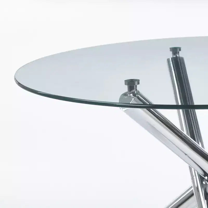 Ensemble de salle à manger 5 pièces style Mid-Century avec plateau en verre et pieds en métal pour 4 à 6 personnes, fait aussi office de table basse