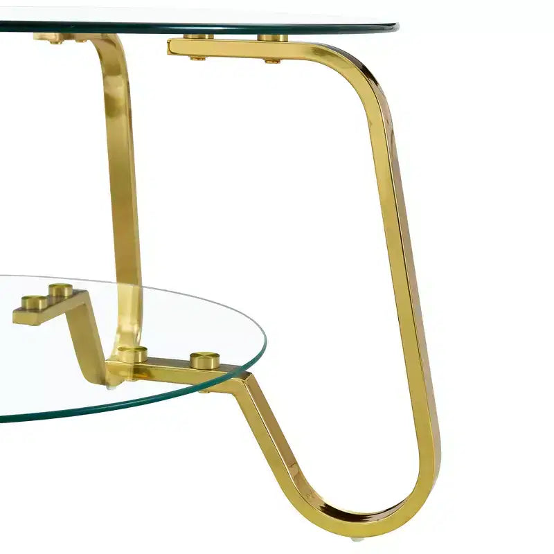 Table basse rétro minimaliste à cadre métallique avec double plateau en verre trempé, dimensions 80 x 80 x 45 cm