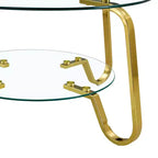 Table basse rétro minimaliste à cadre métallique avec double plateau en verre trempé, dimensions 80 x 80 x 45 cm
