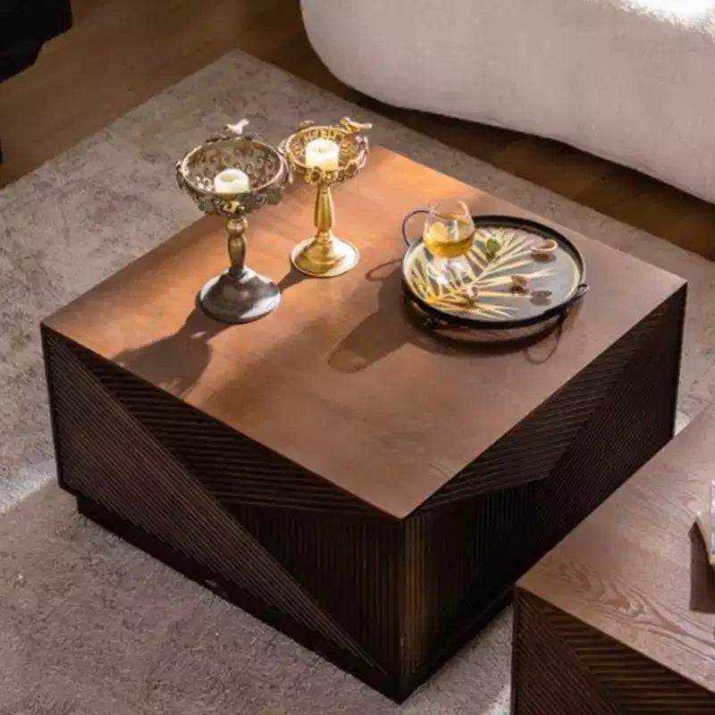 Table basse carrée aux couleurs modernes pour salon, aucun assemblage requis