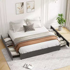 Bed Frame with 4 DrawersFabric Upholstered, Easy Assembly