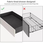 Cadre de lit avec 4 tiroirs de rangement, plateforme tapissée en velours, support de 450 kg, beigeQUEEN