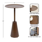 Table d'appoint ronde Sitara Kate and Laurel, 14x14x24, or