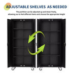 Armoire de rangement métallique robuste 183 cm avec roulettes - Portes verrouillables - 4 étagères réglables - Panneau perforé de rangement - Casiers à outils mobiles