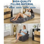 Canapé lit convertible multifonctionnel 3 en 1 - Tissu en velours côtelé capitonné, pas de 10 mm, canapé lit pliant avec oreillers, matelas confortable.