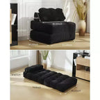 Canapé lit convertible multifonctionnel 3 en 1 - Tissu en velours côtelé capitonné, pas de 10 mm, canapé lit pliant avec oreillers, matelas confortable.