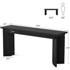 Table console extra longue de style ferme Lantine de 70,9 pouces avec plateau élargi, base double piédestal robuste, pour entrée de salon (Noir)