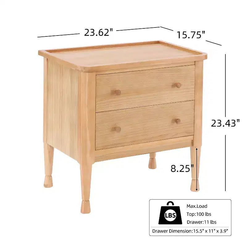 Christopher Knight Home Esha Table de chevet moderne en bois à 2 tiroirs avec plateau de service