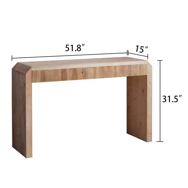 Homy Casa Console en bois 52 avec tiroir et détails nervurés, finition naturelle