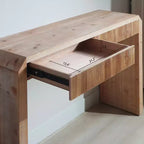Homy Casa Console en bois 52 avec tiroir et détails nervurés, finition naturelle