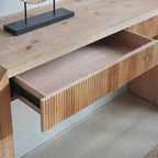 Homy Casa Console en bois 52 avec tiroir et détails nervurés, finition naturelle