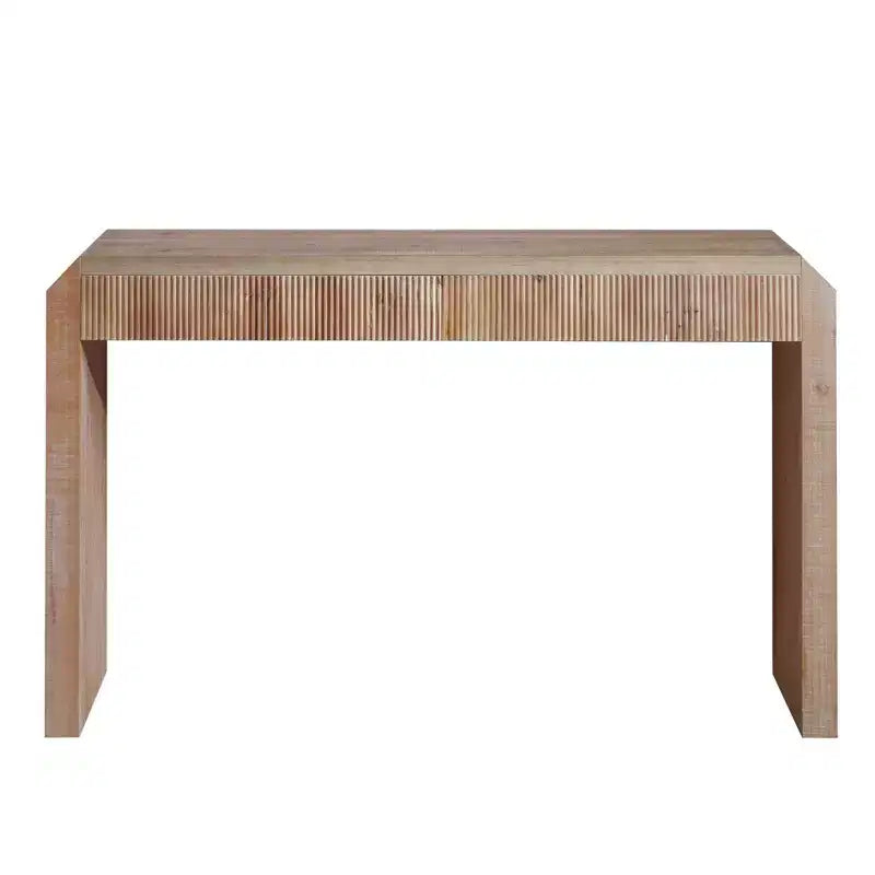 Homy Casa Console en bois 52 avec tiroir et détails nervurés, finition naturelle