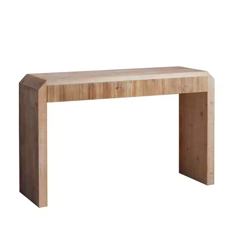 Homy Casa Console en bois 52 avec tiroir et détails nervurés, finition naturelle