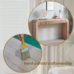 Homy Casa Console en bois 52 avec tiroir et détails nervurés, finition naturelle