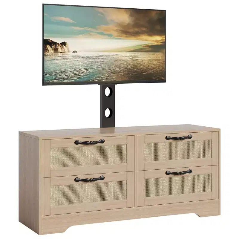 Commode à 4 tiroirs Meuble TV avec support pour téléviseurs jusqu'à 70 pouces pour salon, chambre à coucher