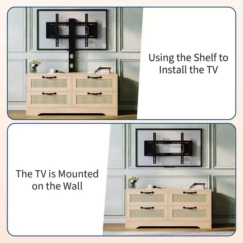 Commode à 4 tiroirs Meuble TV avec support pour téléviseurs jusqu'à 70 pouces pour salon, chambre à coucher
