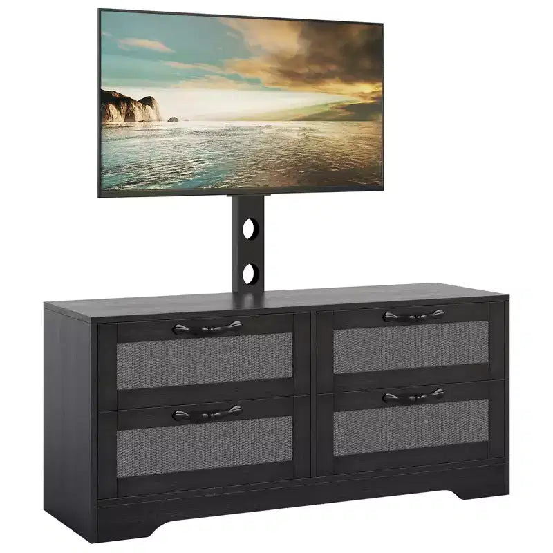 Commode à 4 tiroirs Meuble TV avec support pour téléviseurs jusqu'à 70 pouces pour salon, chambre à coucher