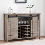 Meuble de bar à porte coulissante de style ferme avec rangement pour vin et verres - Buffet bahut et station café de 47"