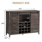 Meuble de bar à porte coulissante de style ferme avec rangement pour vin et verres - Buffet bahut et station café de 47"