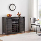 Meuble de bar à porte coulissante de style ferme avec rangement pour vin et verres - Buffet bahut et station café de 47"