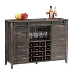 Farmhouse Sliding Barn Door Bar Cabinet with Wine & Glass Storage - 47 Sideboard Buffet & Coffee Station