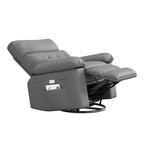 Fauteuil inclinable pivotant en cuir artificiel épaissi, avec fonctions de massage, d'inclinaison et poche latérale, adapté au salon et à la chambre à coucher.