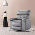 Fauteuil inclinable pivotant en cuir artificiel épaissi, avec fonctions de massage, d'inclinaison et poche latérale, adapté au salon et à la chambre à coucher.