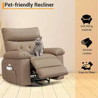 Fauteuil inclinable pivotant en cuir artificiel épaissi, avec fonctions de massage, d'inclinaison et poche latérale, adapté au salon et à la chambre à coucher.