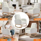 Fauteuil à bascule moderne avec poches latérales, design rembourré. Convient aux salons et chambres à coucher. Dossier haut