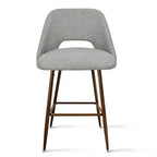 Lot de 3 tabourets de bar de hauteur comptoir du milieu du siècle, chaises d'îlot de cuisine rembourrées de 26 po avec pieds en métal finition noyer - Panipeachy