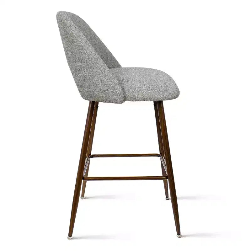 Lot de 3 tabourets de bar de hauteur comptoir du milieu du siècle, chaises d'îlot de cuisine rembourrées de 26 po avec pieds en métal finition noyer - Panipeachy